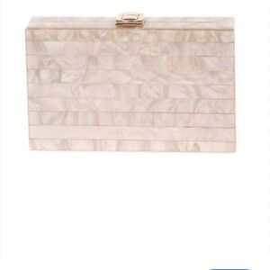 Acrylic Clutch Purse with Gold Chain - opal/white